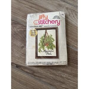 Vintage Jiffy Stitchery Embroidery Kit 330 Wool Yarn Needlework Asparagus Fern